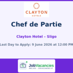 Chef de Partie Job in Sligo — Clayton Hotel Sligo