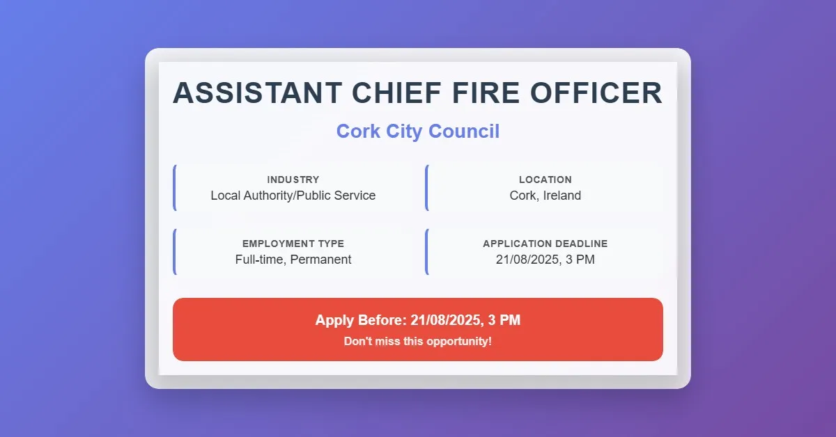 assistant chief fire officer cork city council